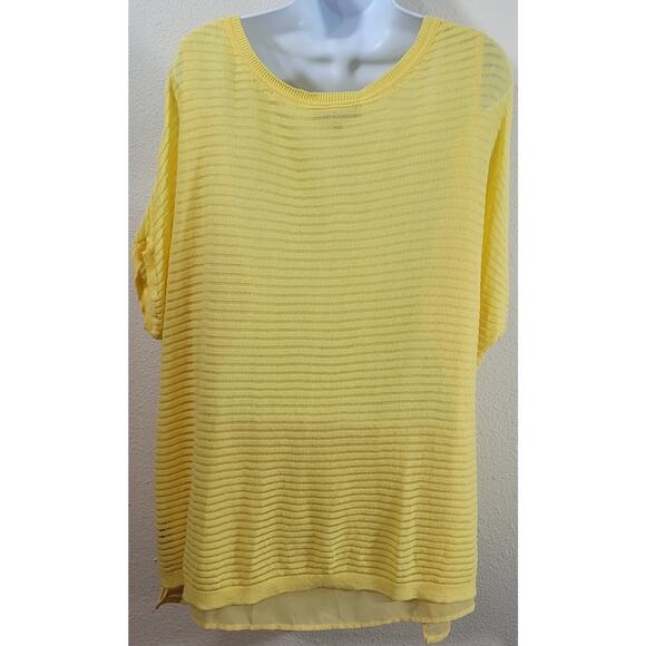 Lane Bryant Yellow Loose Knit Layered Lined Top 14 16 Lightweight Soft Flowy - Picture 3 of 7